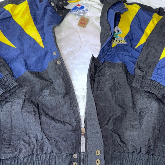 Vtg APEX ONE Notre Dame Fighting Irish Jacket Mens L G Blue Yellow sharktooth - Picture 4 of 5